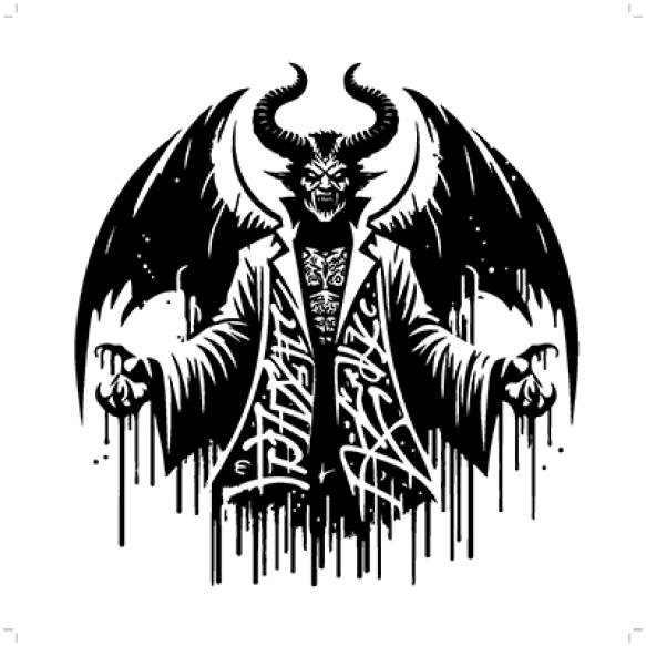 Devil Lucifer Satan Silhouette Horror Character Graffiti Tag Hip Hop Street Art Typography Illustrat