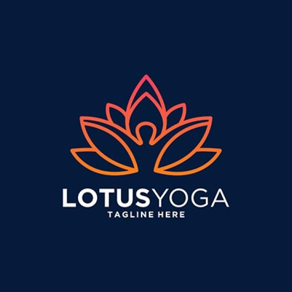 Lotus Yoga With People Line Art Logo Design