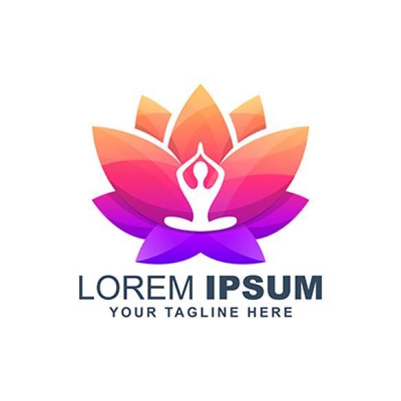 Yoga Lotus Flower Colorful Logo