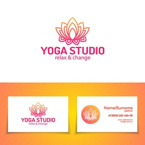 Yoga Studio Logo Set Consisting Flower Lotus Use Yoga School Center Meditation Class Health Care Spo