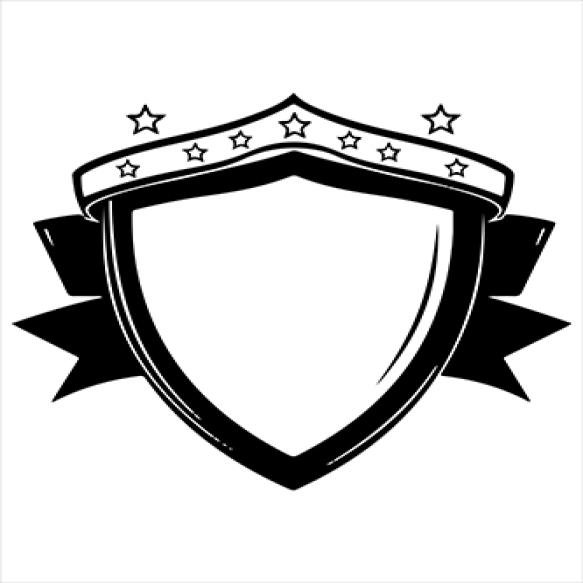 Vector Art Black Shield With Ribbon Star
