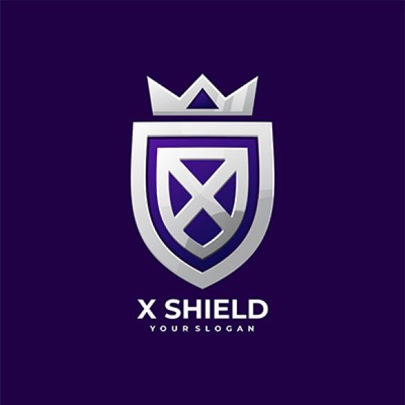 X Shield Emblem Crown Elegant