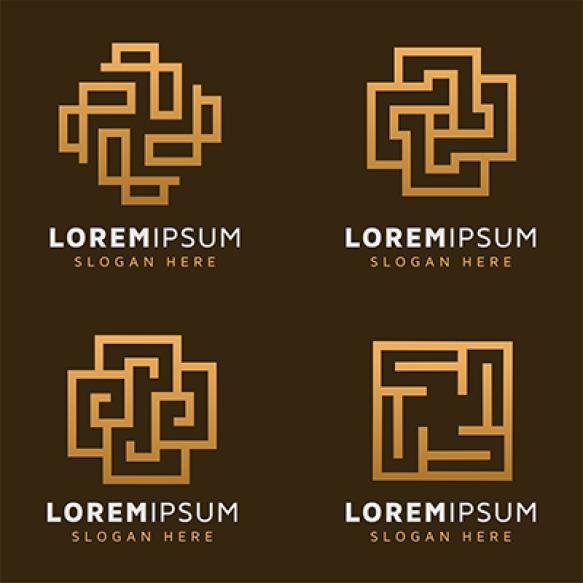Elegant Abstract Square Line Logo Design Template
