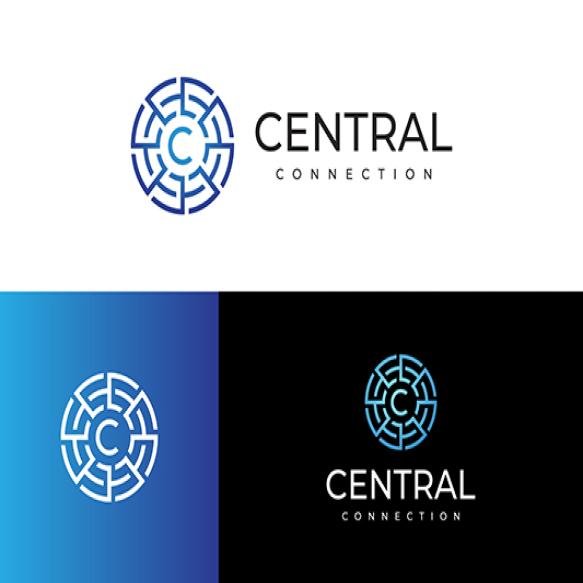 Modern Letter C Central Core Connection Circuit Monogram Logo Ideas