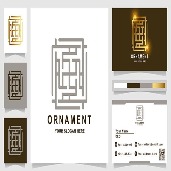 Ornament Logo Template With Business Card Design