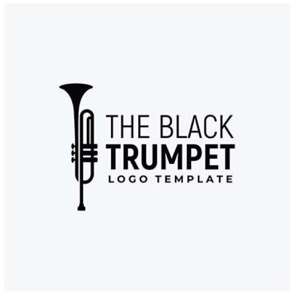 Brass Musical Instrument Simple Black Trumpet Cornet Jazz Music Logo Design