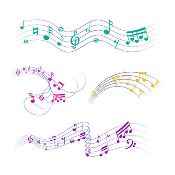 Flat Design Music Notes Pentagrams Collection Illustration
