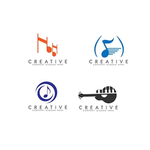 Guitar Musical Instrument Music Store Logo Label Music Icon Vector Illustration Design
