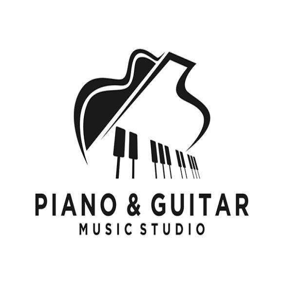 Guitar Strings Piano Key Music Instrument Logo Design