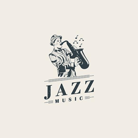 Jazz Musicians Playing Saxophone Logo Template