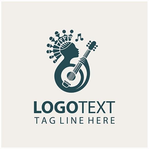 Man Playing Guitar Logo Vector
