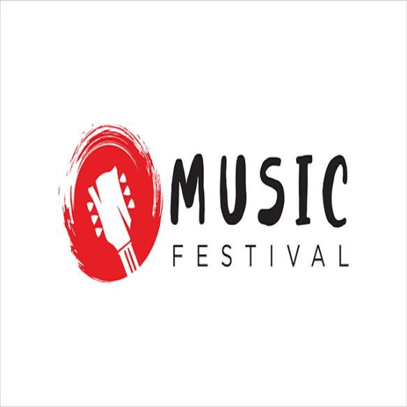 Minimalist Guitar Acoustic Music Sign Symbol Logo Design