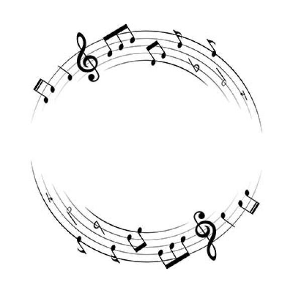Music Notes Background Round Musical Frame Vector Illustration