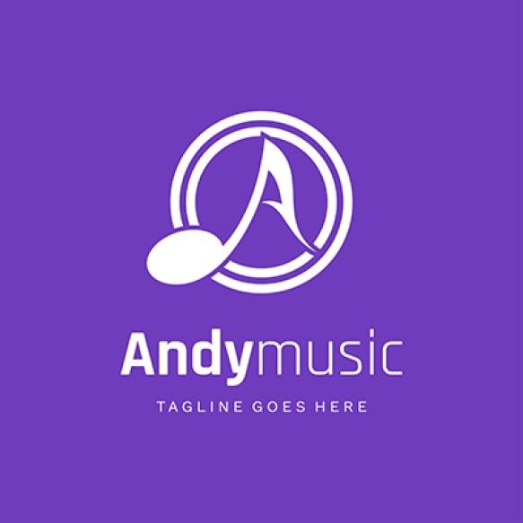 Music Note With Letter Music Logo Design