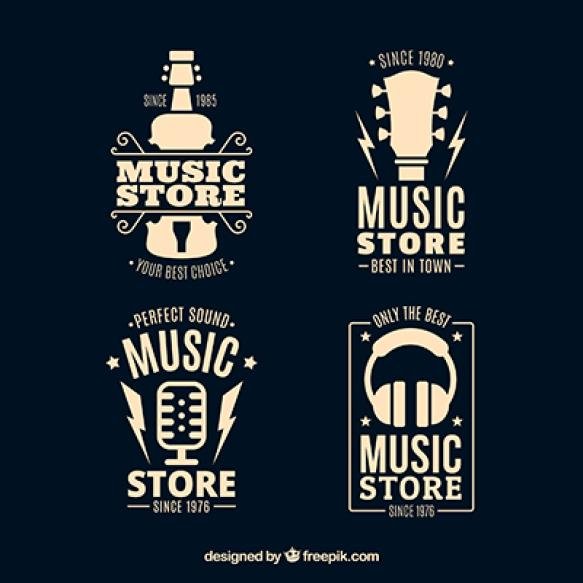 Music Store Logo Collection With Flat Design (1)