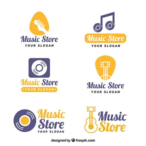 Music Store Logo Collection With Flat Design