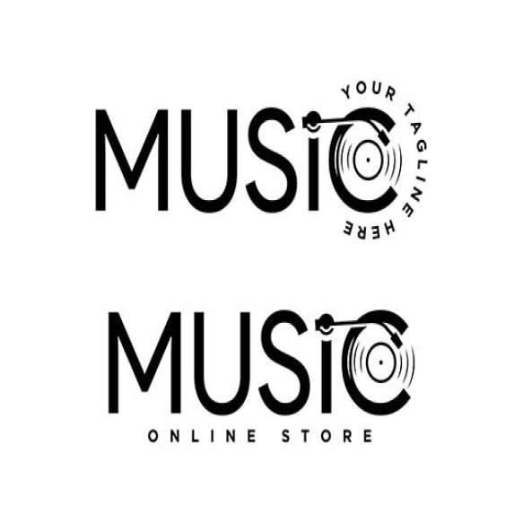 Record Vinyl Logo Design Template Music Logo Store Design Silhouette Isolated