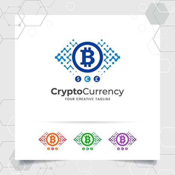 Bitcoin Logo Design Vector Concept Cryptocurrency As Digital Payment System Exchange
