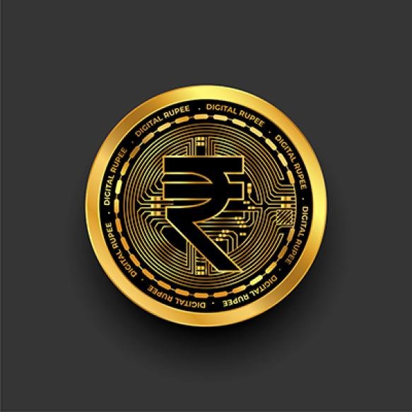 Isolated Digital Currency Symbol Indian Rupee Golden Coin