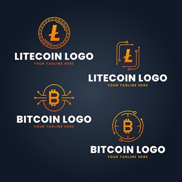 Set Flat Bitcoin Logo Templates