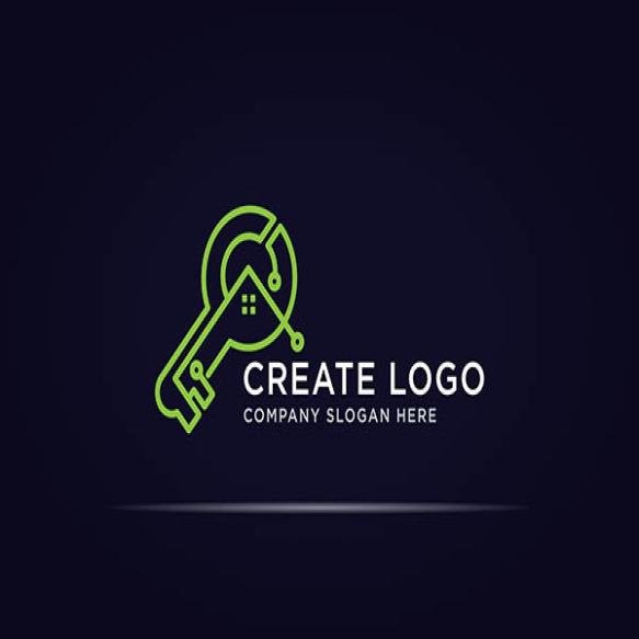 Key House Technology Logo Use Dot Molecule Line Concept