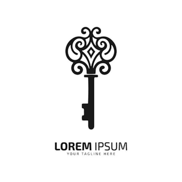Minimal Abstract Logo Key Vector Key Icon Home Key Silhouette Isolated Template Design Closet Key