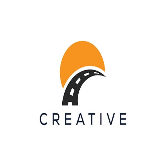 Minimalist Road Sun Vector Logo Design Template Creative Modern Sun Road Logo