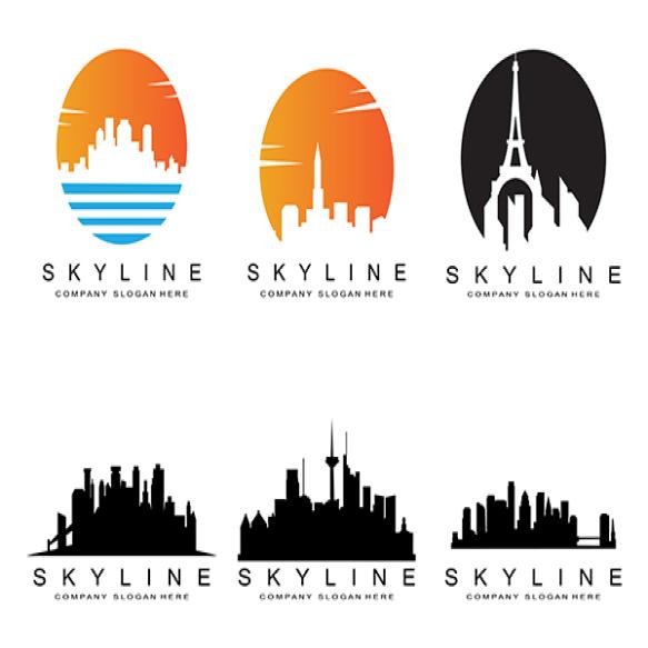 City Skylineskyscraper Urban Real Estate Building Logo Design Vector