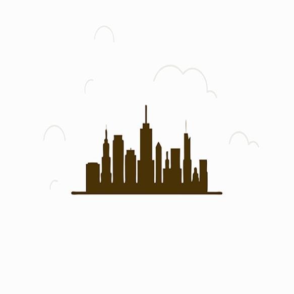 Minimalist City Skyline Vector White Background