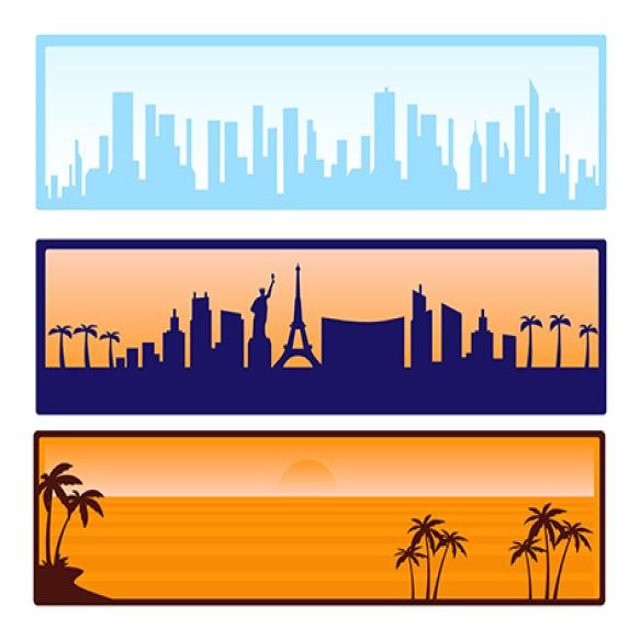 Mountain Vacation Set Nature Landscape Multistage Paysage Travel Scene Collection Design Cartoon Sty
