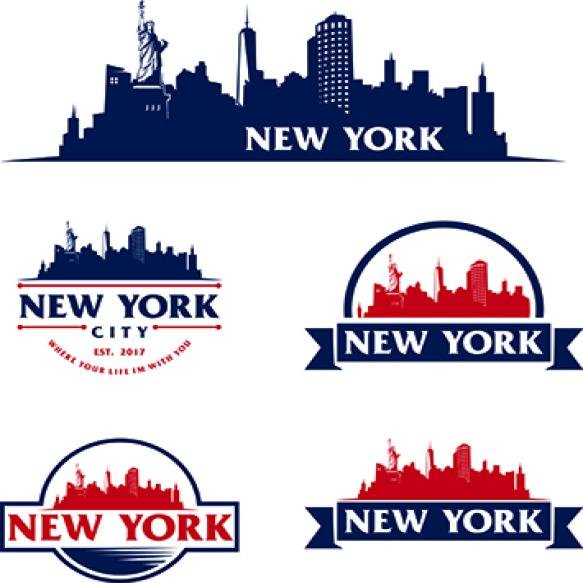 New York Usa Skyline Logo Cityscape