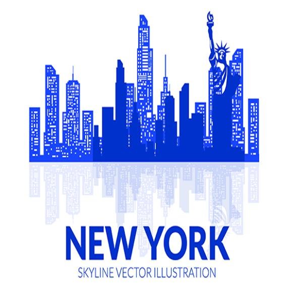 New York Vector Silhouette Skyline Vector Art