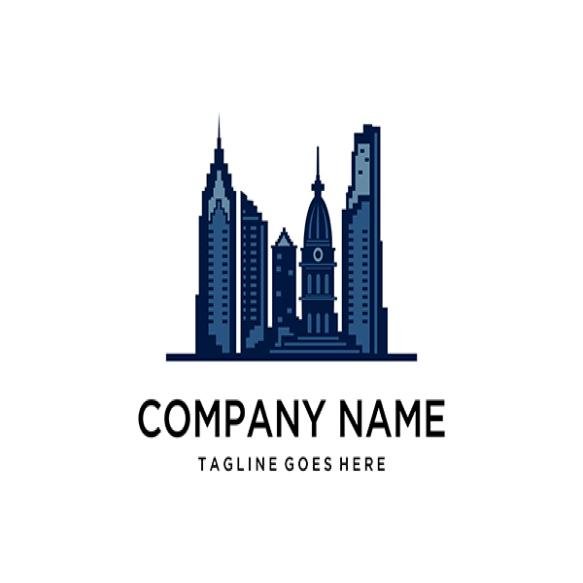 Silhouette Philadelphia City Skyline Is Clearly Visible Tower Town Hall Logo Design