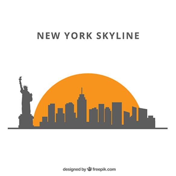 Silhouette Skyline Background Flat Style