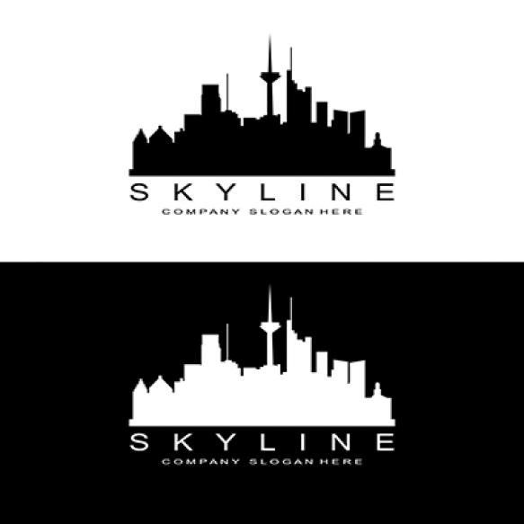 Skyline Logo Design Cityscape Vector Tall Buildings City Building Fit Design Banner Template Constru