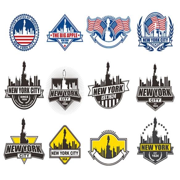 Vector Badge Design Collection Set With New York Theme