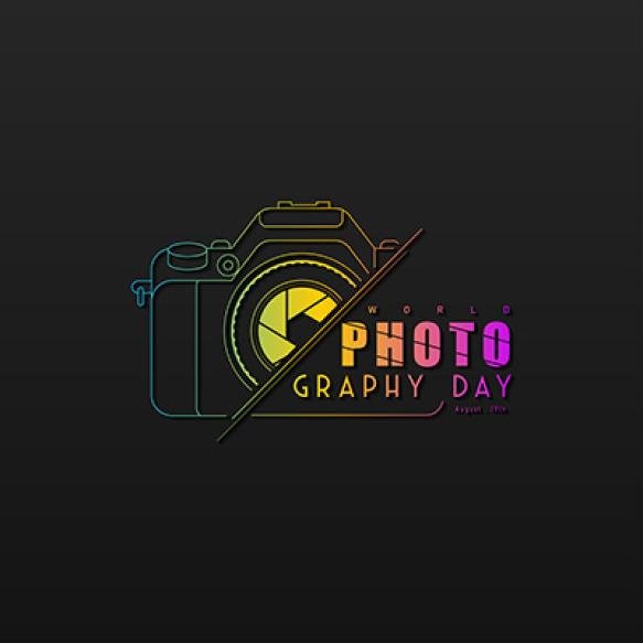 World Photography Day August 19th Typography Design With Camera