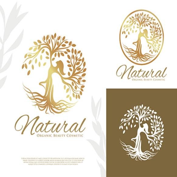 Dancing Tree Woman Gold Logo Template