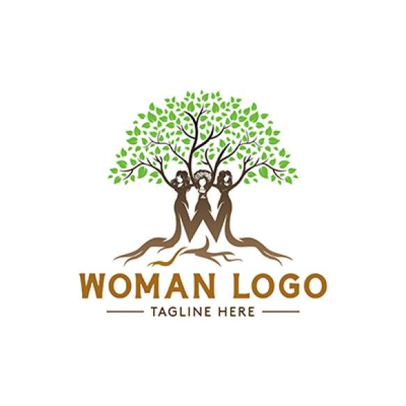 Tree With Woman Logotype Vector Design Concept