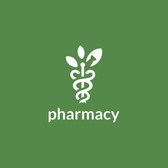 Clean Green Pharmacy Logo With Snake Pharmacist Tool With Wing Symbol Drug Logo