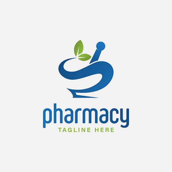 Creative Pharmacy Concept Logo Design Vector Illustration
