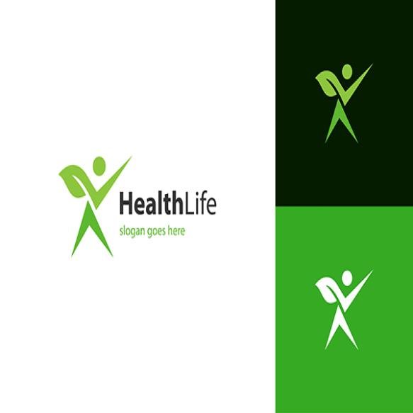 Health Care Center Logo Design Concept Abstract Happy Human Silhouette Sport Fitness Medical Logo Sy