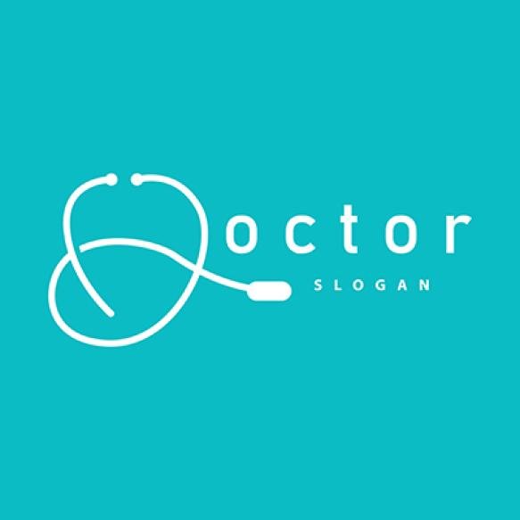 Health Logo Doctor Stethoscope Vector Health Care Line Design Icon Silhouette Illustration