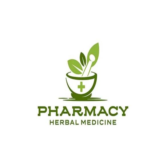 Leaf Mortar Pestle Natural Medicine Medical Pharmacy Logo Design Template Inspiration