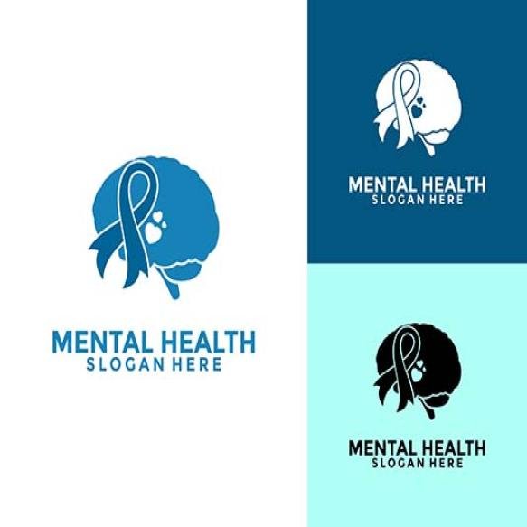Mental Health With Ribbon Logo Vector Human Think Health Healthy Mind Logo Creative Color Modern
