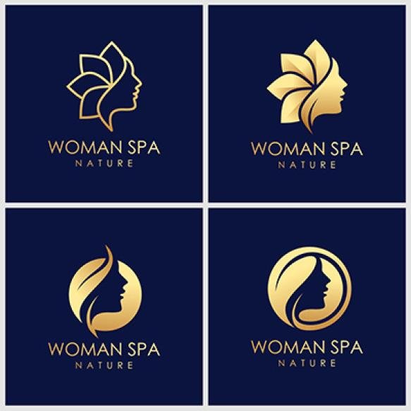 Creative Golden Beauty Skin Care Logo Design Spa Therapy Logo Concept
