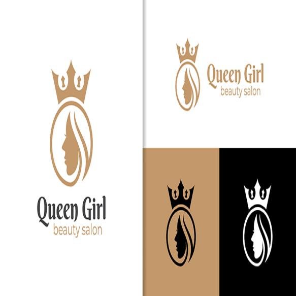 Feminine Luxury Beauty Woman Hair Salon Golden Logo Queen Logo Cosmetic Skin Care Business Logo Desi