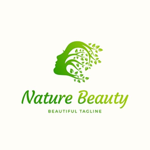 Nature Beauty Abstract Sign Emblem Logo Template Beautiful Woman Face With Curly Hair Branches With