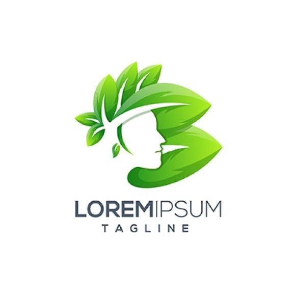 Nature Green Beauty Leaf Woman Logo Template
