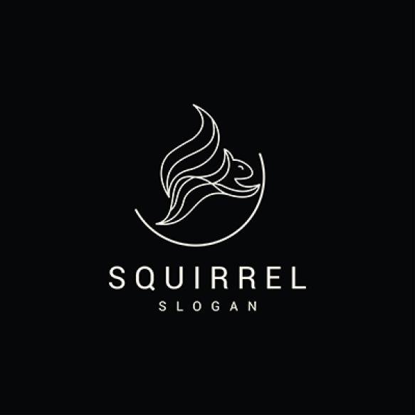 Squirrel With Line Art Logo Design Inspiration Premium Vector